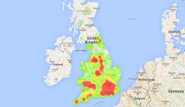 This heat map shows that it already affects vast swathes of the U.K.